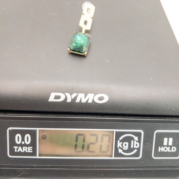 Art Deco Style Faux Emerald and Rhinestone Drop Earrings - Picture 8 of 9